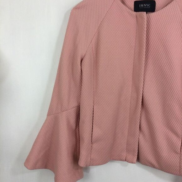 IMNYC Isaac Mizrahi Park Avenue Textured Bell Sleeve Jacket Powder Pink M NWT - Picture 2 of 10